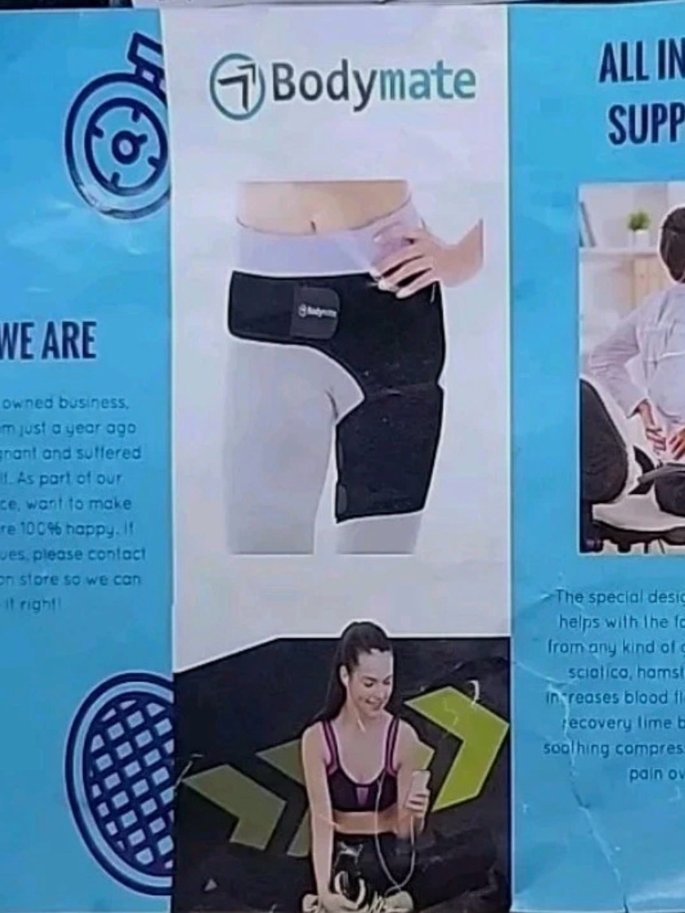 NWOT Bodymate Black Neoprene Support Belt Msz
